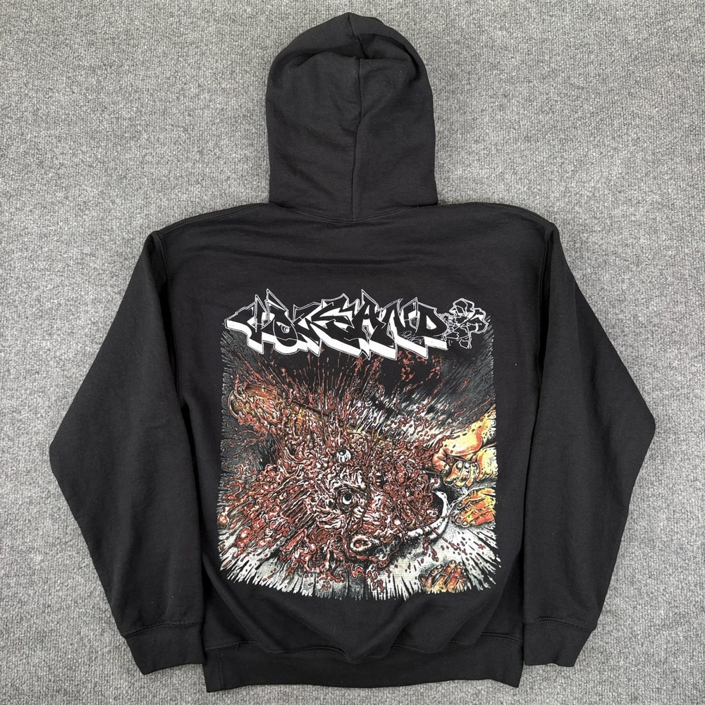 Volcano Hoodie Mens M Black Hardcore Band Ohio Daze Foghorn Mongrel